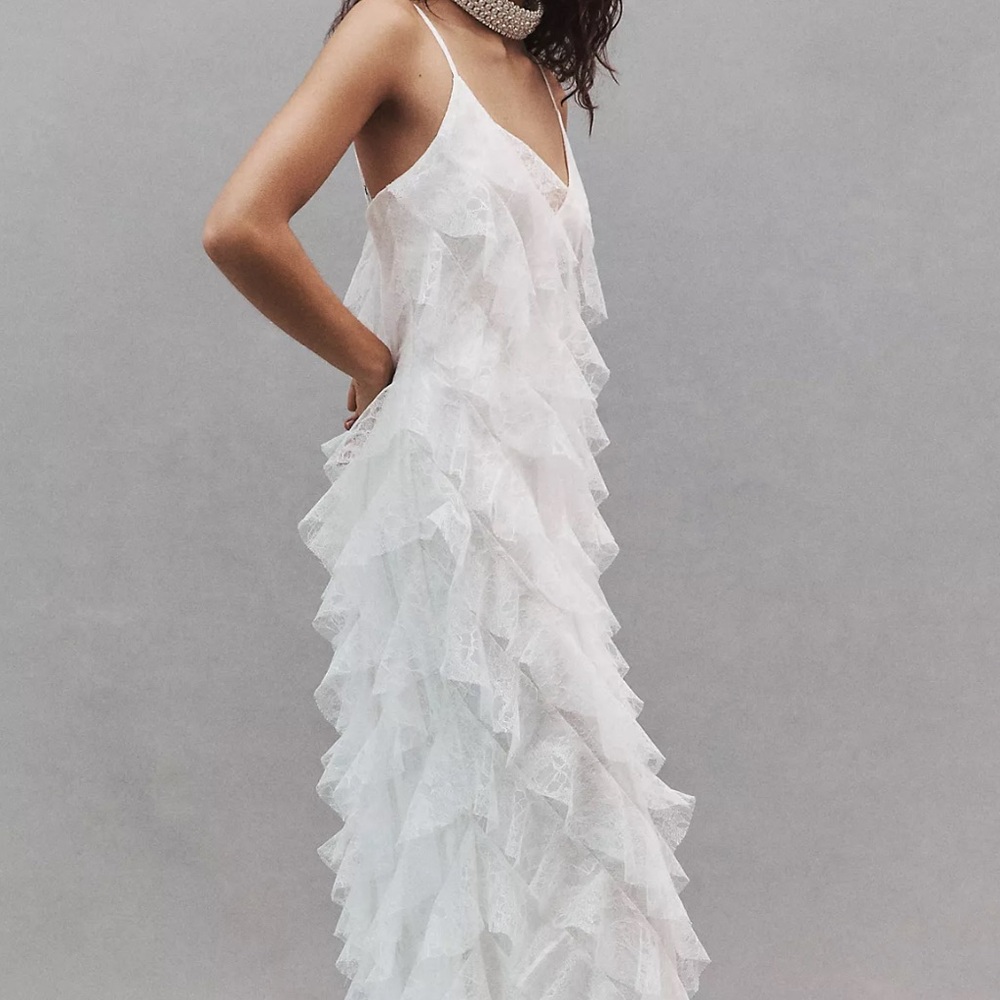 BHLDN White Lace Ruffle Dress - Picture 3 of 11